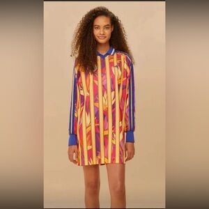 Adidas x Farm Rio Stripes of Paradise Pink Multi Premium Dress Long Sleeve S NWT